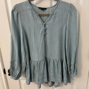 American Eagle Outfitters Denim Blue Peasant Blouse